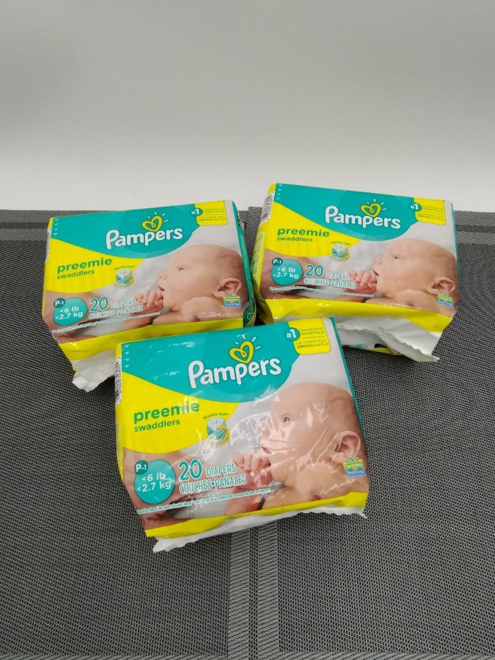 Pampers Preemie Swaddlers P-1 3 Packages 20 ct each New - Picture 1 of 3